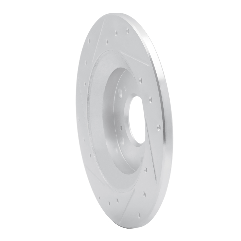 Honda S2000 Brake Rotor (1) - Rear Right - R1 Concepts - Drilled & Slotted - Silver - `00-`09